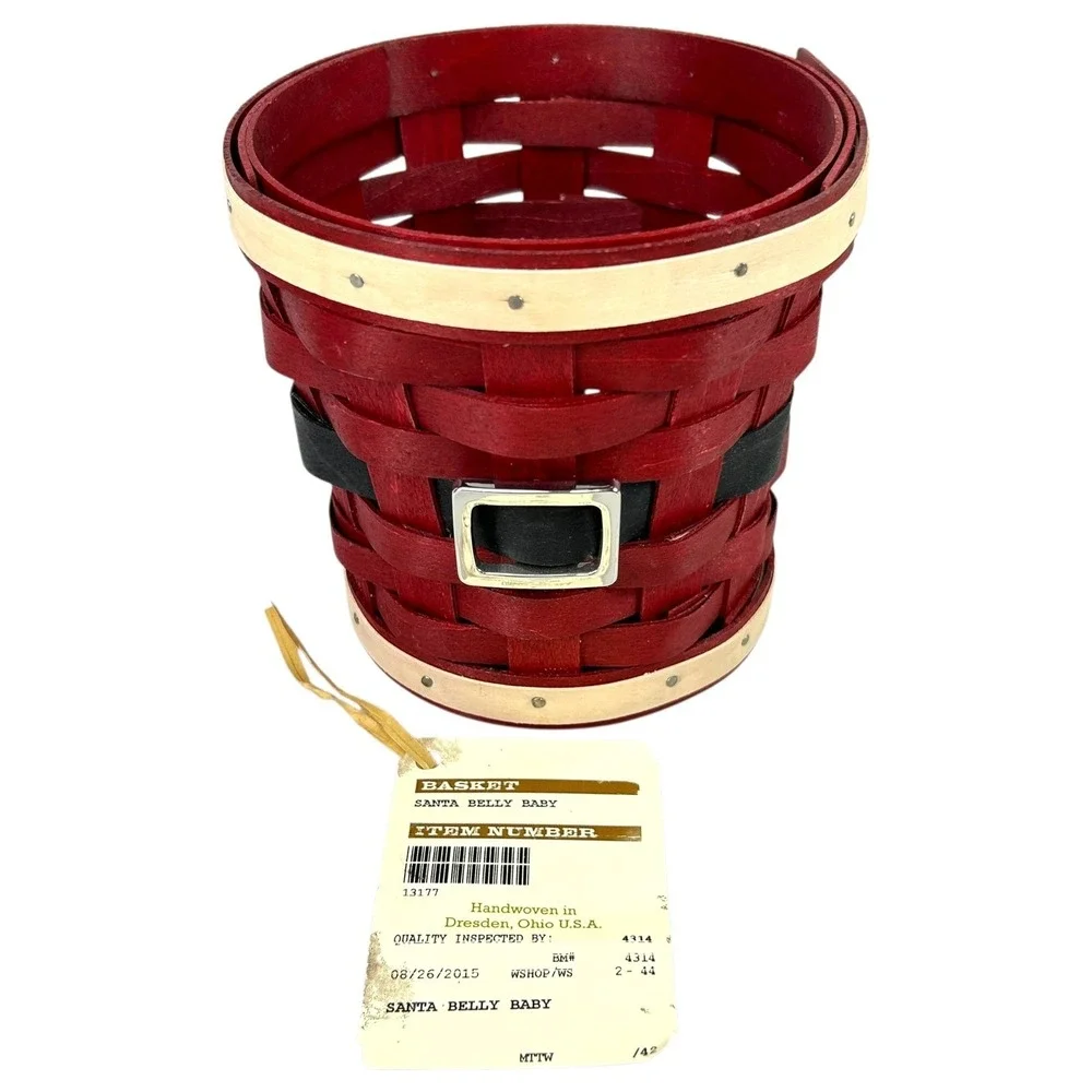 Longaberger SANTA BELLY BABY Basket 2015 with Tag Red Black White
